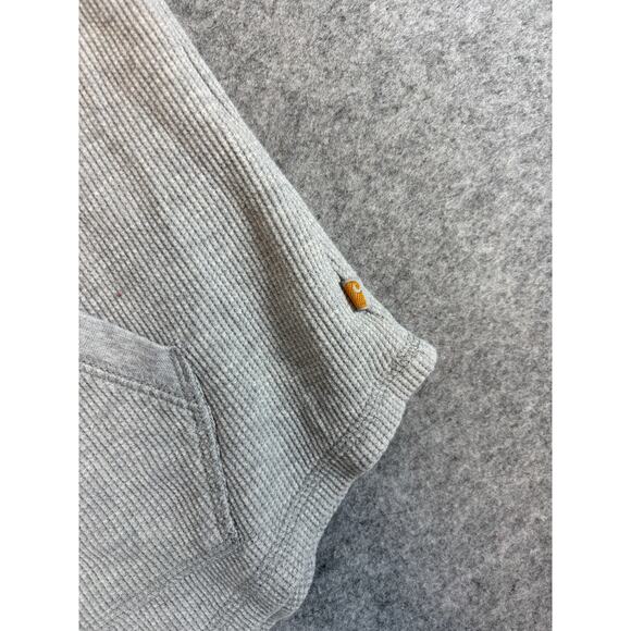 Carhartt Hoodie Womens Medium Gray Waffle Knit Thermal Pullover Cozy Sweatshirt - Picture 4 of 6